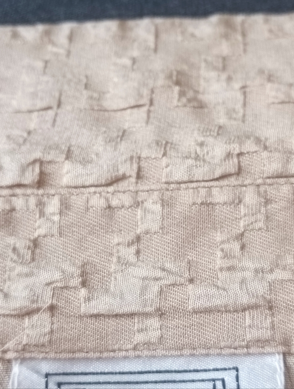 Vintage Silk Textured Crinkle Blouse Nude Beige Size 14 Brand Script - Picture 9 of 10